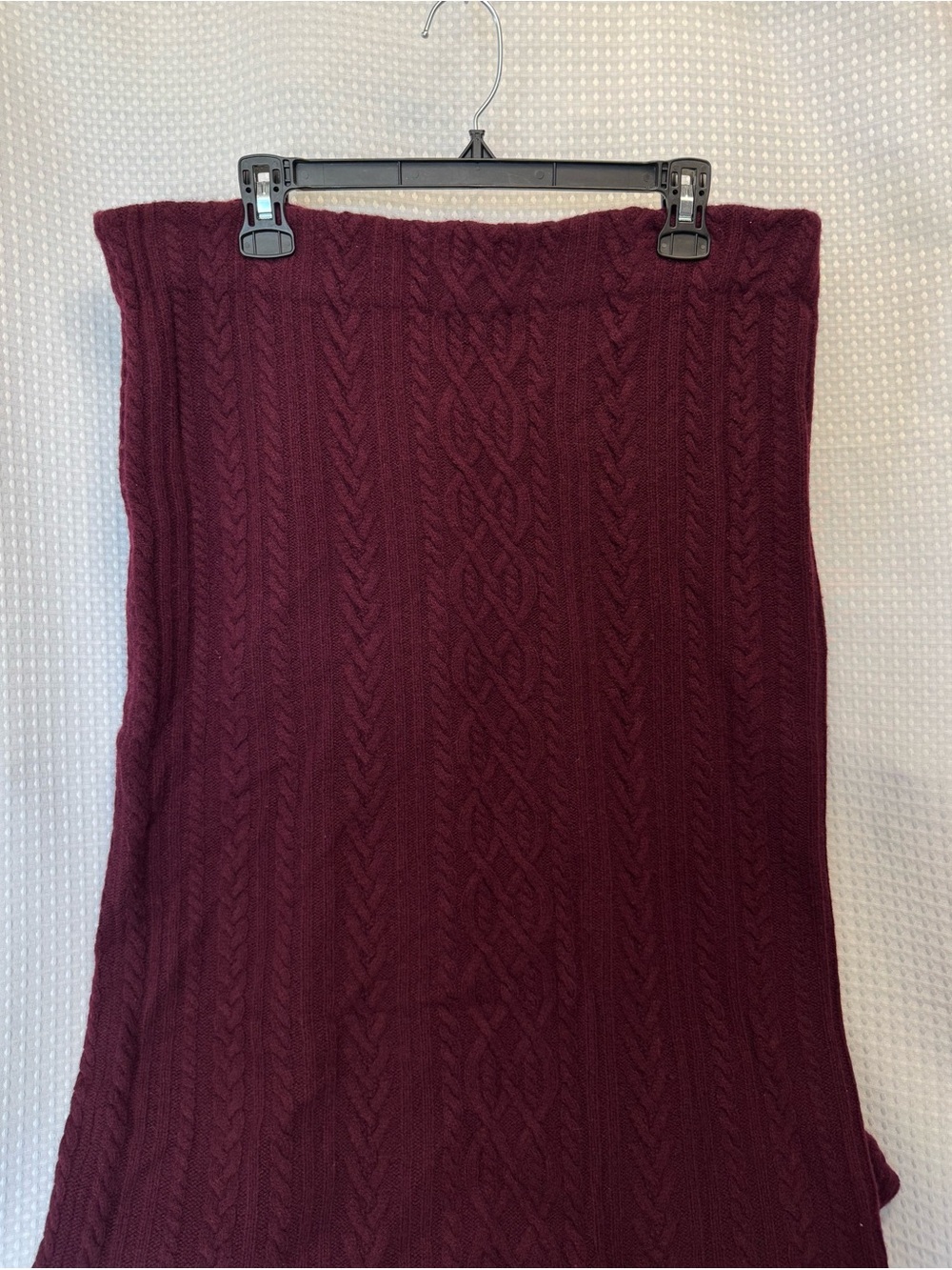 Lauren Ralph Lauren Burgundy Cable-Knit Maxi Skirt